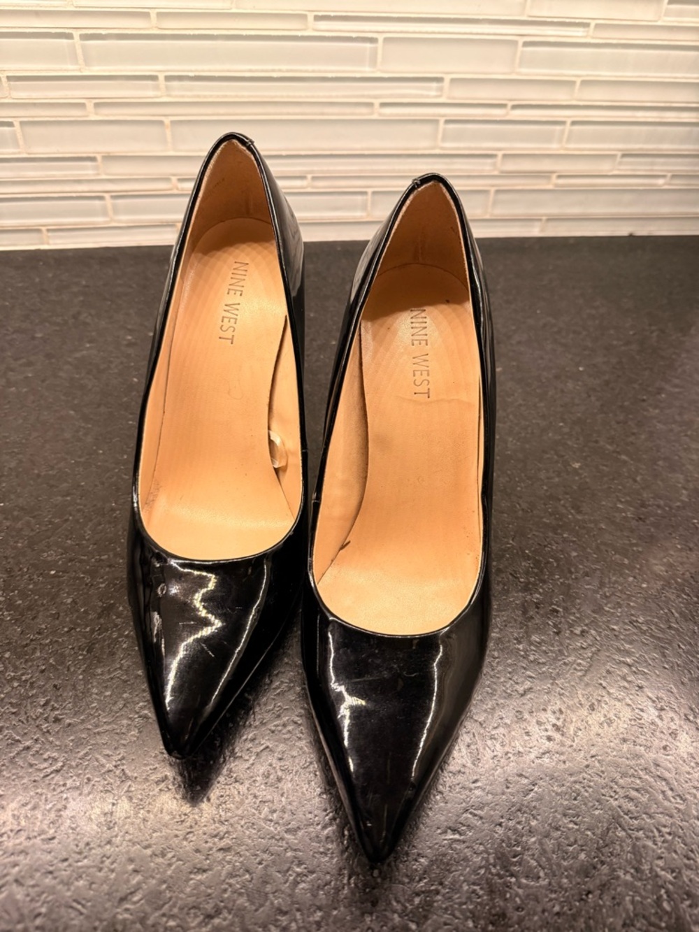 Nine West Black Patent Pointed Pumps